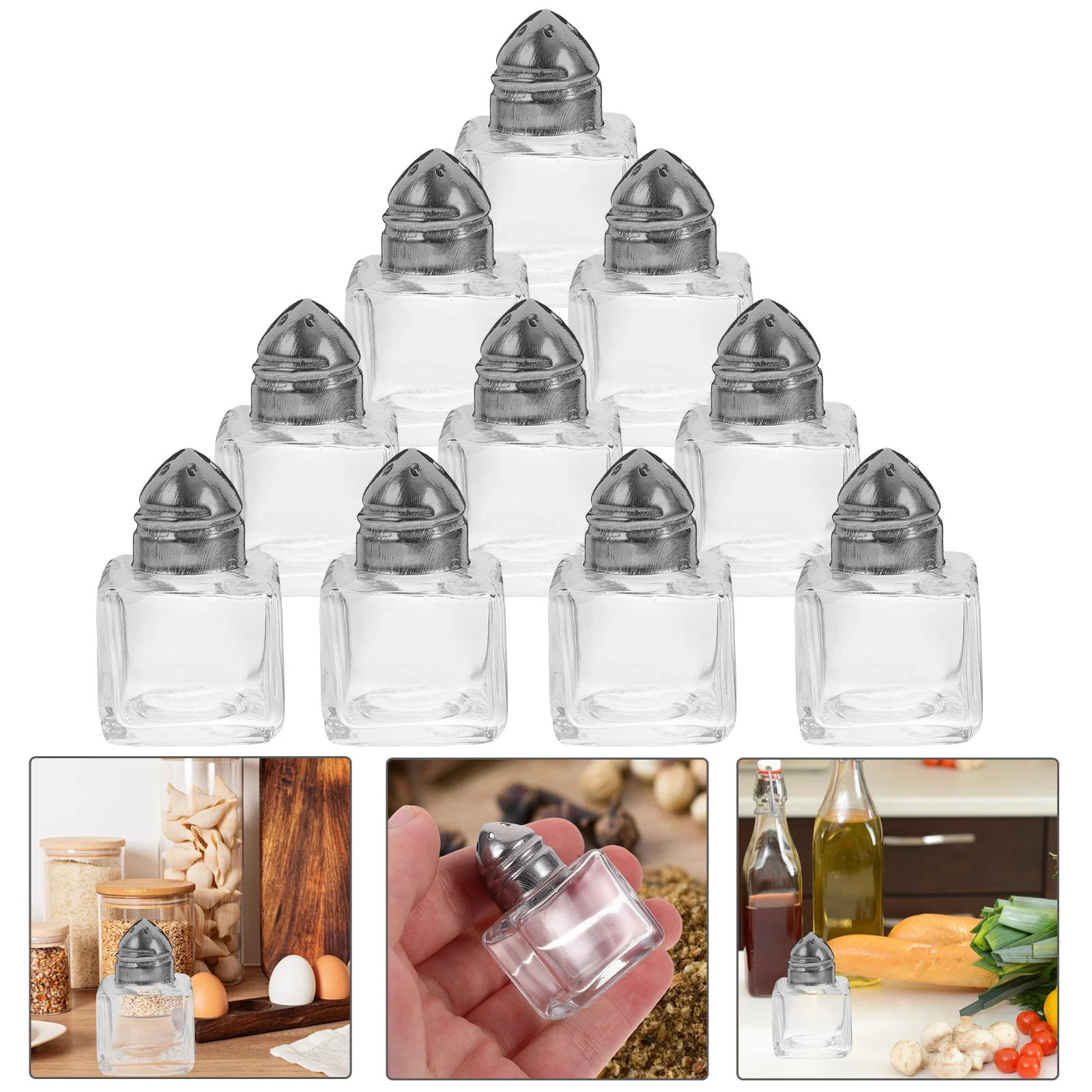 

Mini Salt Pepper Shakers Seasoning Jars Glass Cube Body Spices Shakers Tiny Pepper Shakers Bottle Condiment Storage Jar