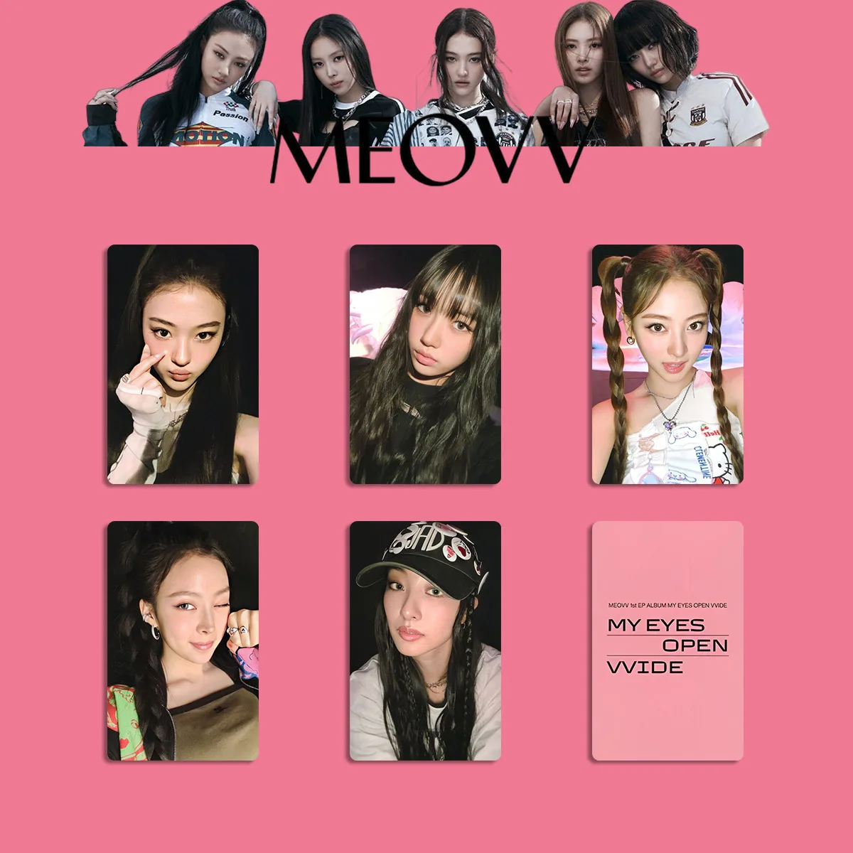 5Pcs KPOP MEOVV Photocards MY EYES OPEN VVIDE Album Postcard SOOIN