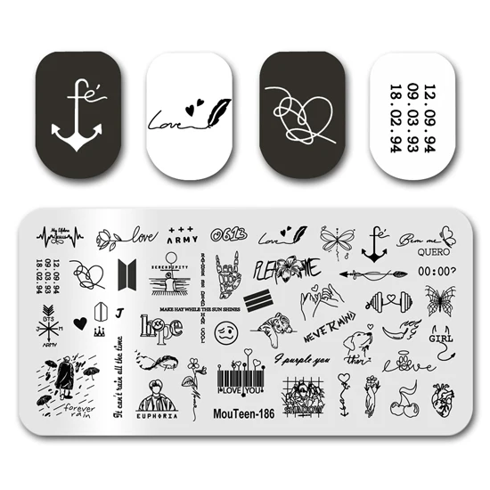Nail Stamp MouTeen168 Comics And Animation Art Nail Stamping Plates Manicure Set For Nail Art Stamper 6