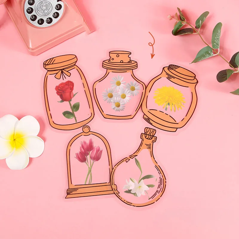 Transparent Dried Flower Bookmarks DIY Book Marks Flower Page Clips Students Creative Pastic Homemade Plant Specimens