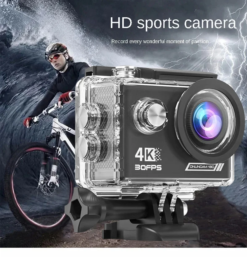 액션캠 4k WiFi 2.0인치 30m 방수 스포츠 카메라 흔들림 방지 야외 수중 카메라(리모콘 포함)