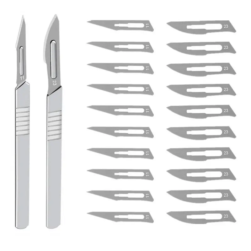 

11# 23# Carbon Steel Surgical Blades Knife Tool Metal Scalpel Kits Set for DIY Cutting Repair Carving Animal Scalpel