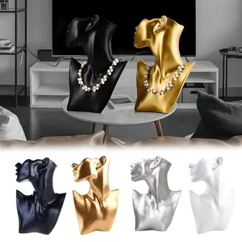 Manichino in resina Espositore per gioielli Testa Busto Ritratto Collana unica Bracciali Porta orecchini Manichino per viso laterale