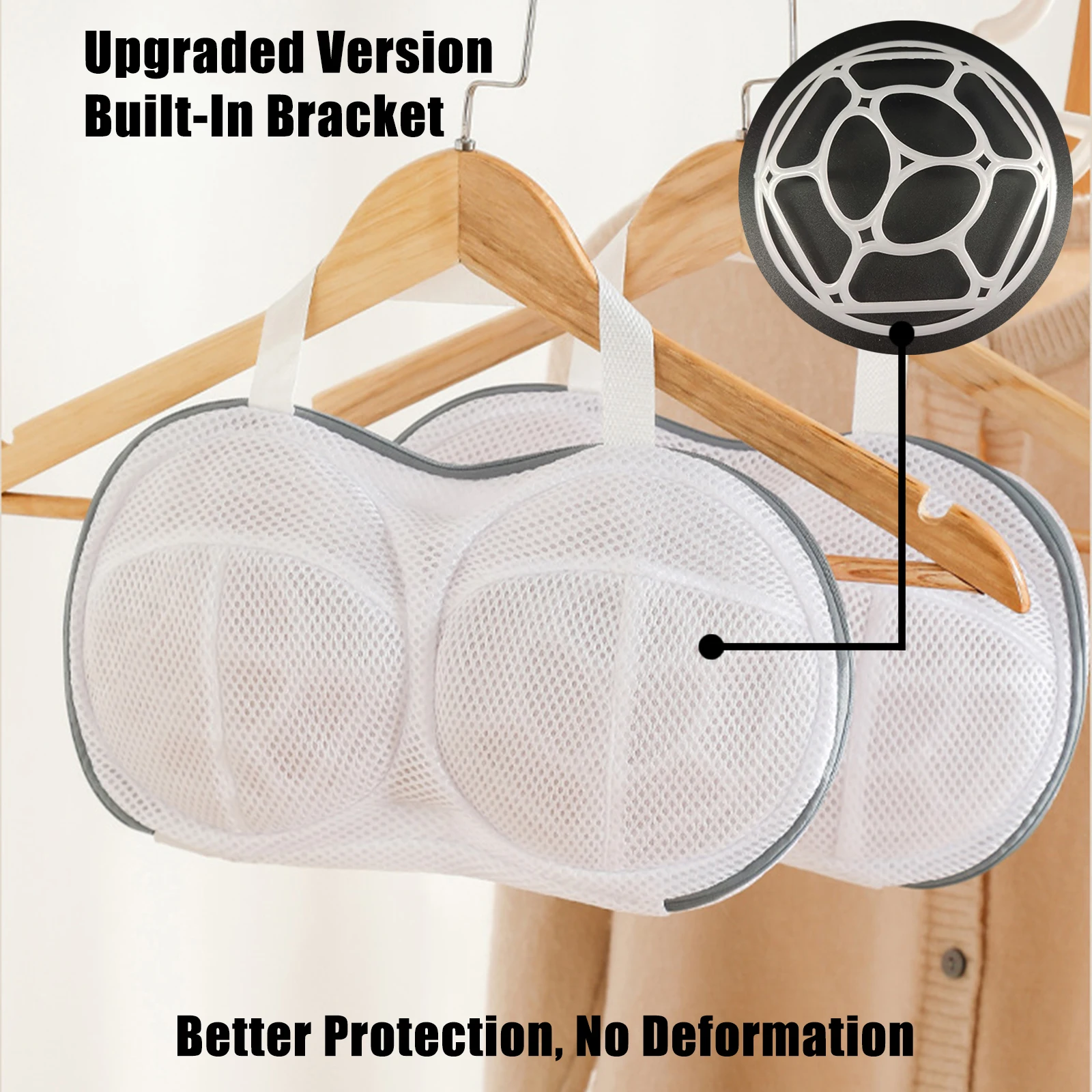 2 Pieces Bra Washing Bags Mesh Laundry Bags with 3D Bracket and Zipper Lingerie Bags Protector for Washing Delicates Sock laundry bag clothes washing bag underwear washing bag bra washing bag