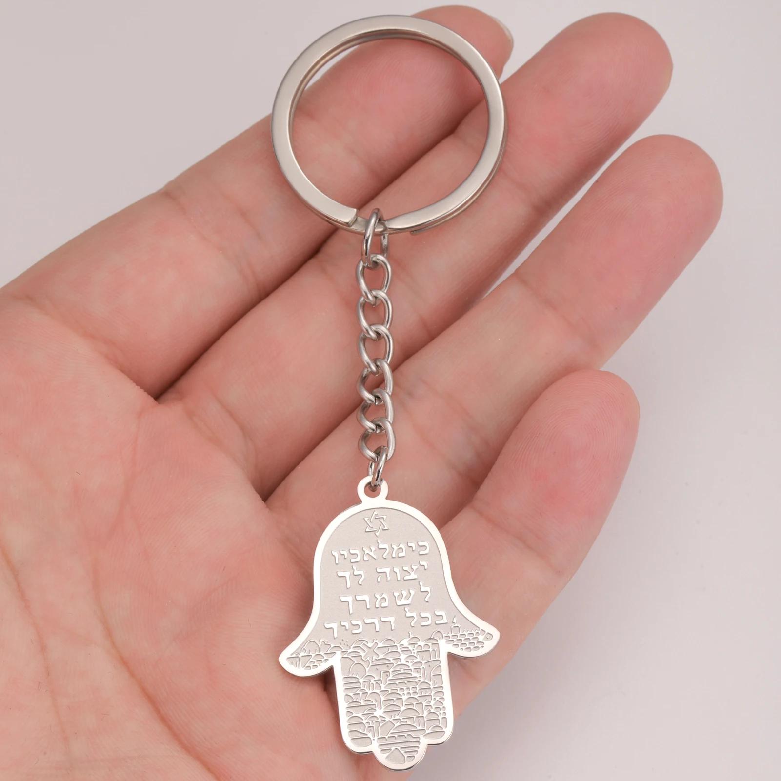 LIKGREAT Hamsa Palm Hand Star of David Protection Keyrings