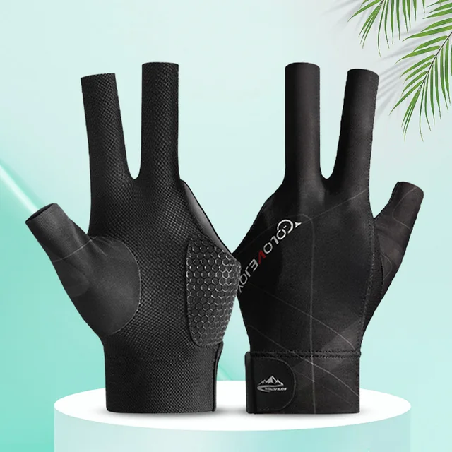 Open Finger Billiard Pool Gloves Adjustable Sticker Polyester Billiard Gloves Smooth Soft Portable Reusable Training Accessories 1