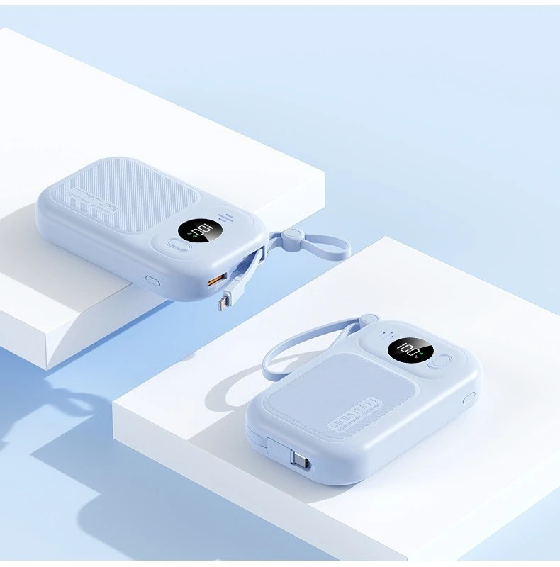 Large Capacity Digital Mini 10000mAh Mobile Power Bank with Built-in 22.5W Fast Power Bank Cable 6