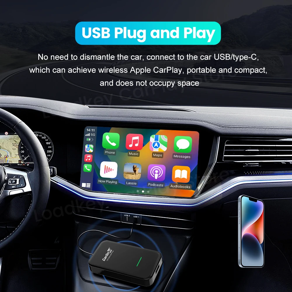 Carlinkit 3.0 Wireless CarPlay Adapte Spotify For Alfa Romeo Bentley Borgward Buick Chery Dodge Fiat Genesis GMC Haval Infiniti