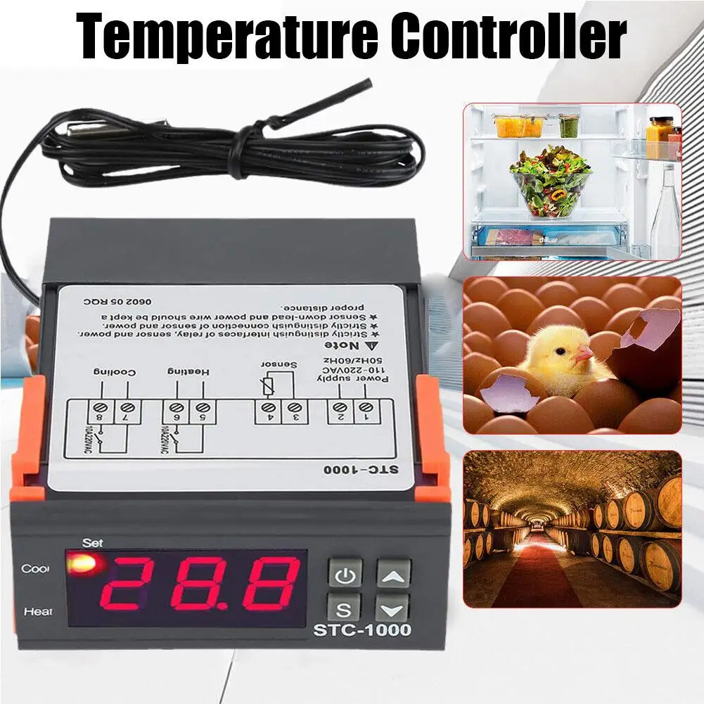 

DC12V 24V AC110-220V STC-1000 LED Digital Thermostat For Incubator Temperature Controller Thermoregulator Relay Heating Coo C8W7