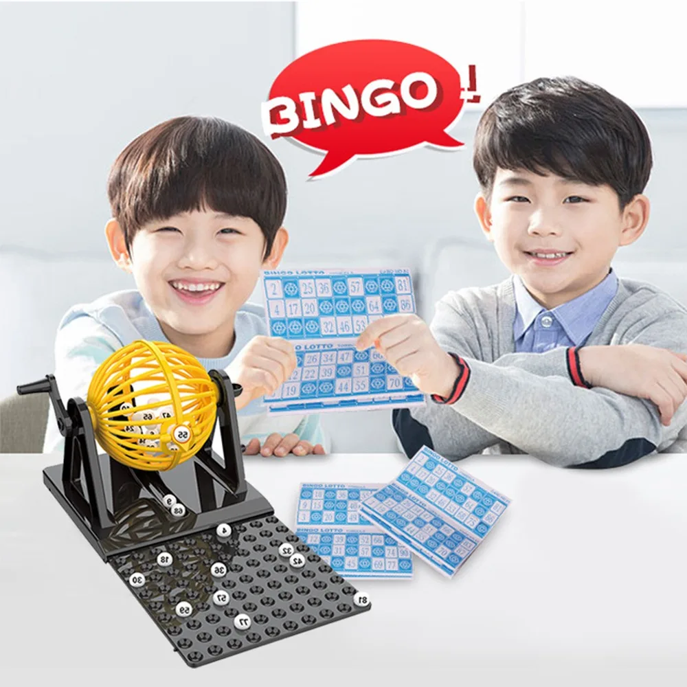 High Quality ABS Bingo Lotto Game Set Interactive Revolving Machine Bingo Cage Game Rotary Cage Balls Home Entertainment