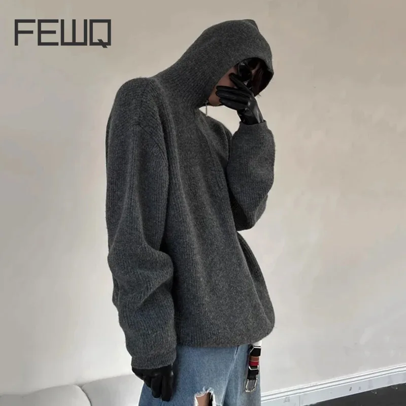 

Мужской свитер на молнии FEWQ, Свободный пуловер, Повседневная вязаная одежда, уличная одежда, весна 2023