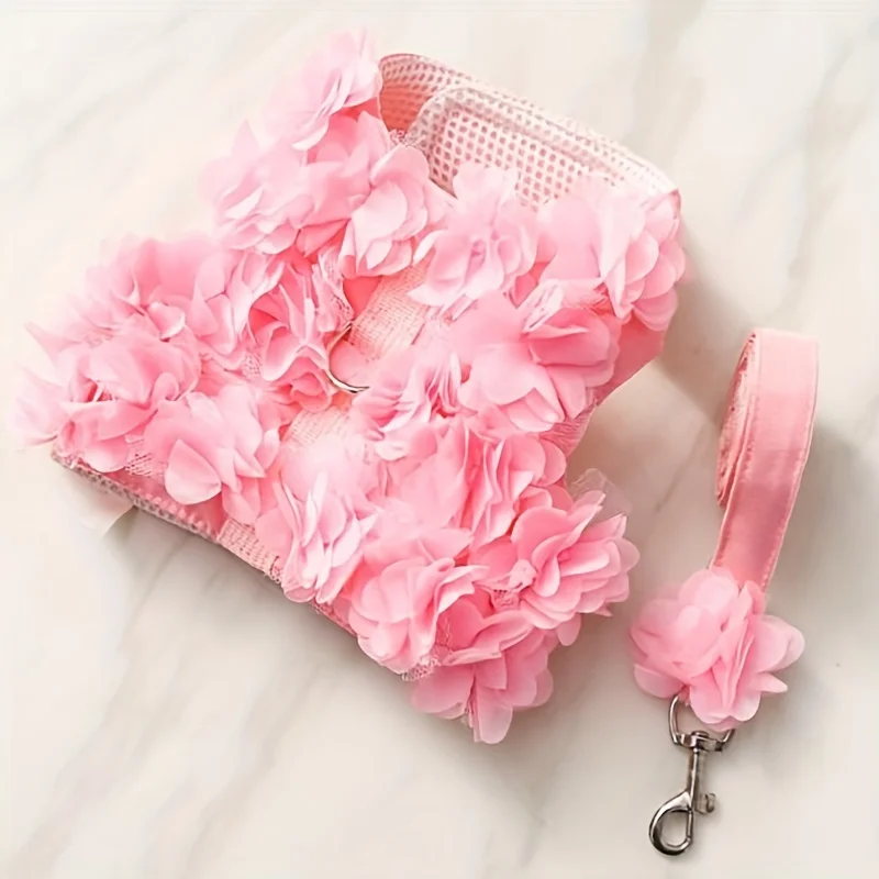 1pc Luxury Pet Harness and Leash Set Soft Adjustable Breathable Mesh