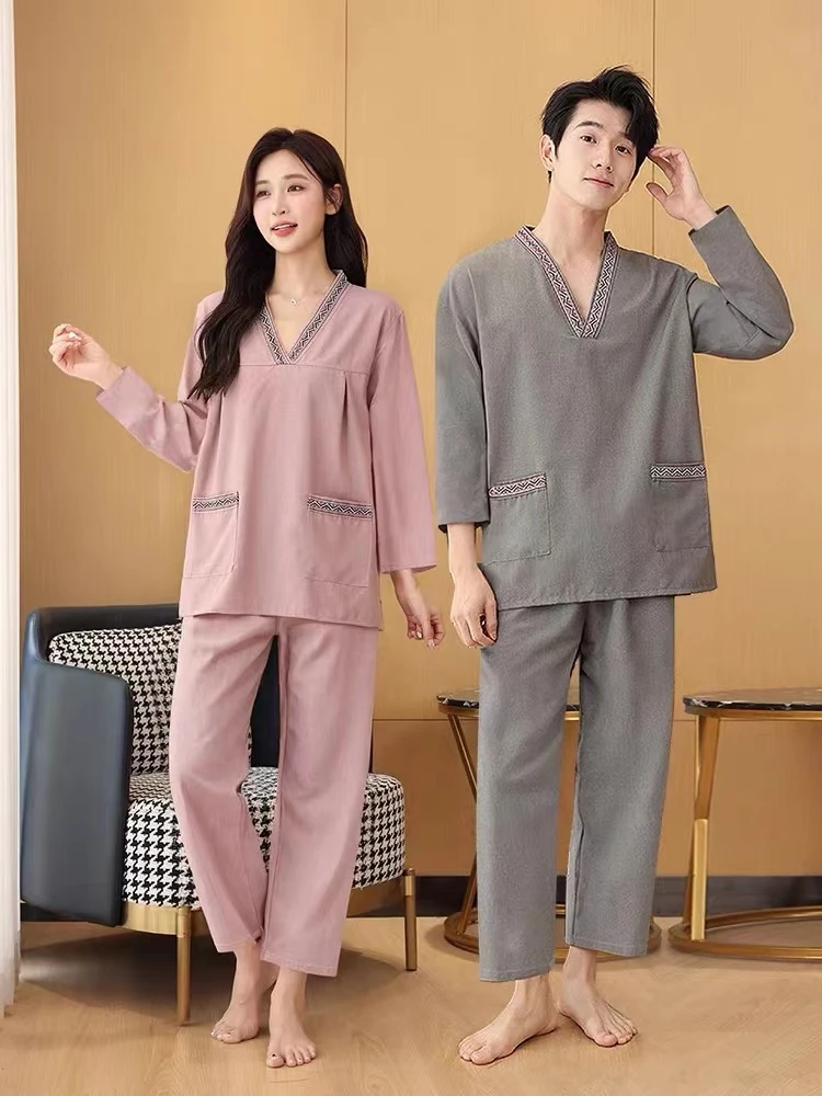 Men's Long Sve Batobe Long Leg Sauna Suit Cotton St Bathing Suit for Bathhouses Health Massage Center Sauna Clothing