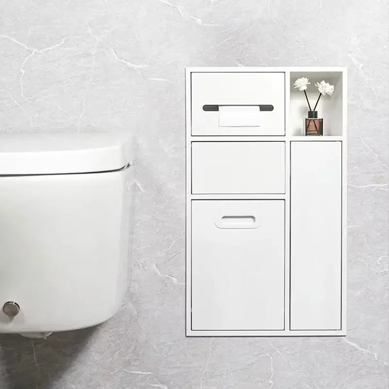 Stainless steel niche embedded toilet trash can bathroom embedded metal niche finished product