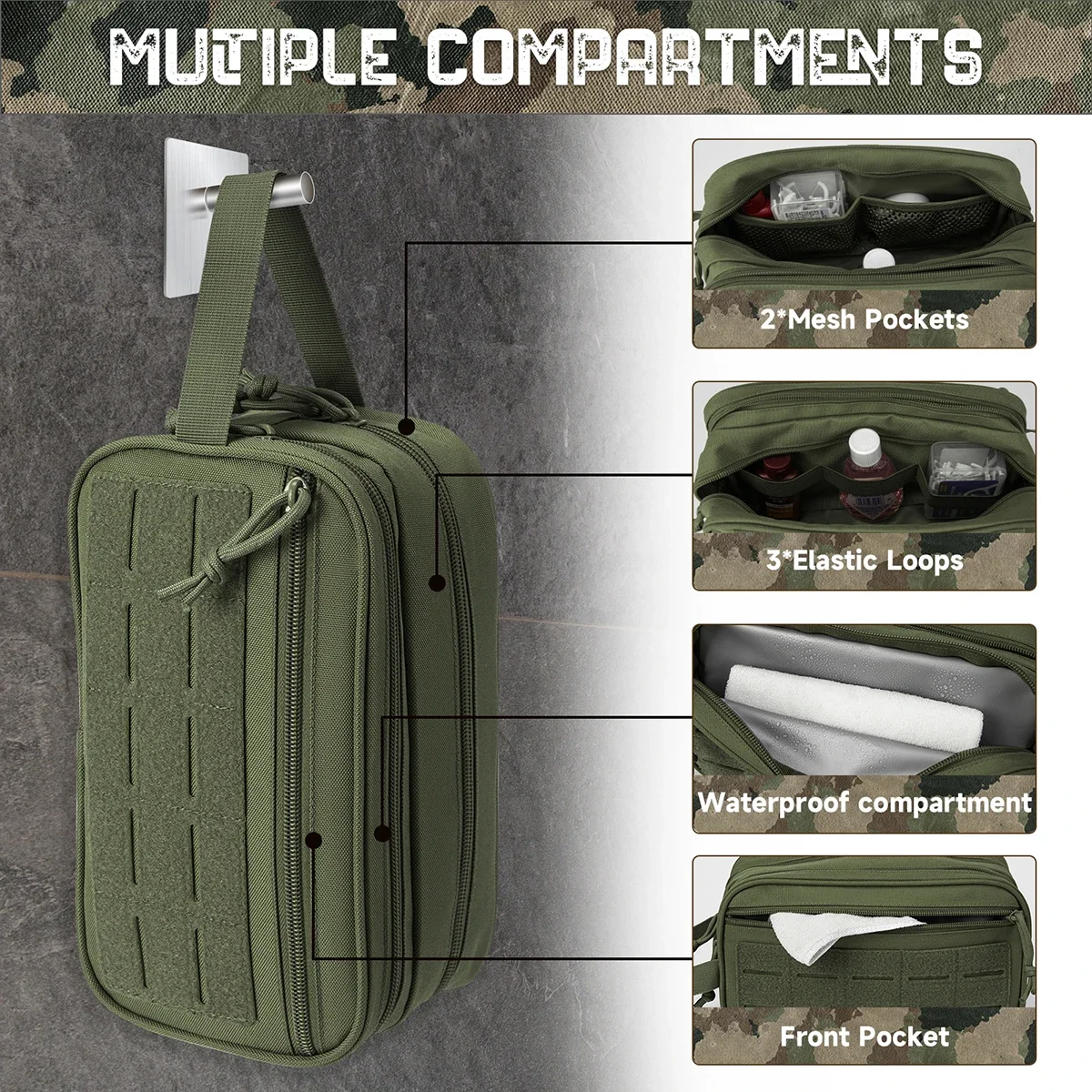 Tactical Toiletry Bag For Men Hygiene Bag Travel shower Waist Backpack Tool Molle Pouches Small Dopp Kit Mens Shaving Kit