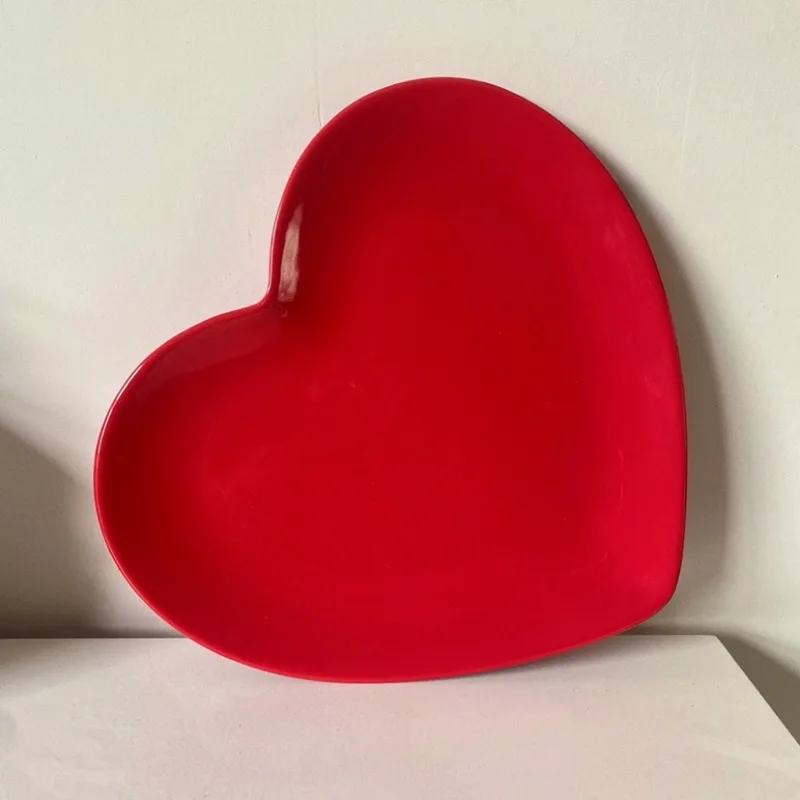 Cartoon Cute Heart Shaped Ceramic Plate Shaped Love Salad Plate Home Breakfast Bread Omelette Dishes Tableware Kitchen Utensils