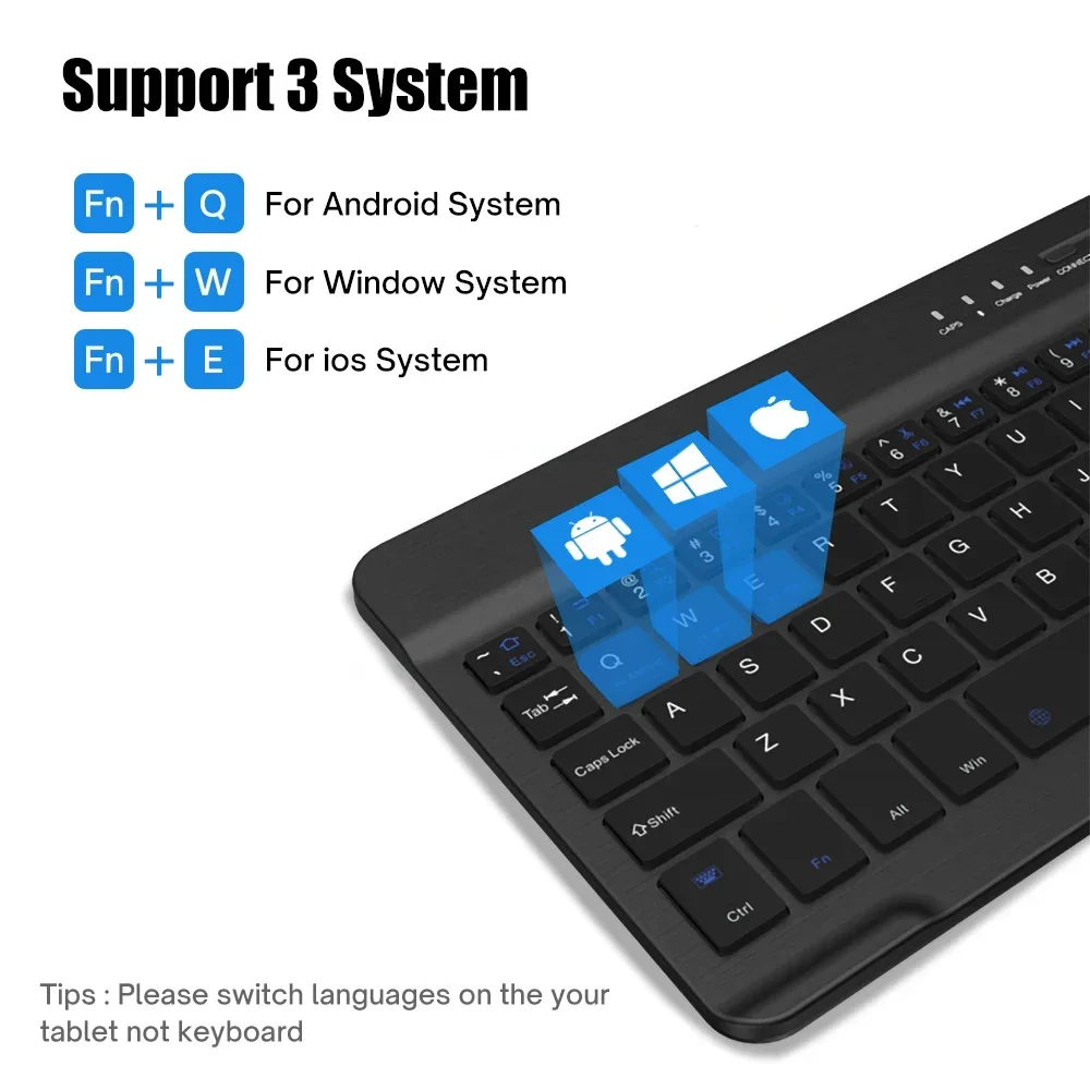 Wireless Keyboard Rechargeable Bluetooth Keyboard with Mouse for Tablet 10-13 inch iPad Huawei Samsung Xiaomi Pad