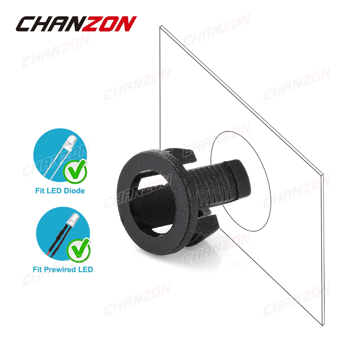 5mm LED Halter Sockel Clip Lünette Leuchtdiode Lampe Basis Abdeckung Kunststoff Display Halterung Panel Blub Draht Vorverdrahtet Tasse Fall – Detail 4