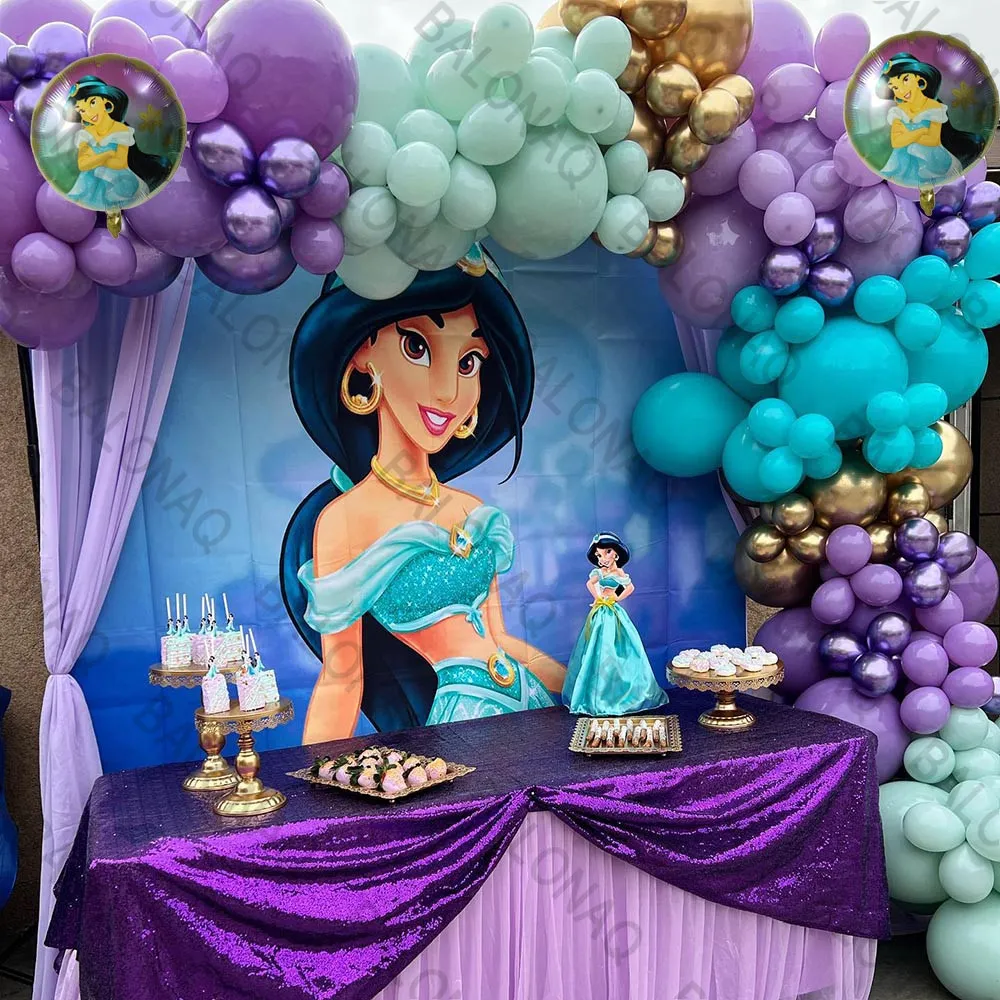 

1Set Disney Aladdin Princess Jasmine Theme Balloon Garland Arch Kit Happy Birthday Party Decorations Purple Baby Shower Supplies