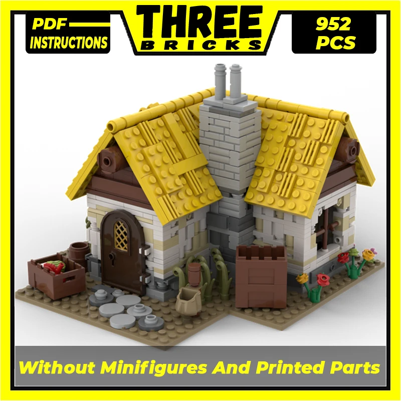 

Moc Building Blocks Street View Model Medieval Farmhouse Technical Bricks DIY Assembly Construction Toys For Childr Holiday Gift