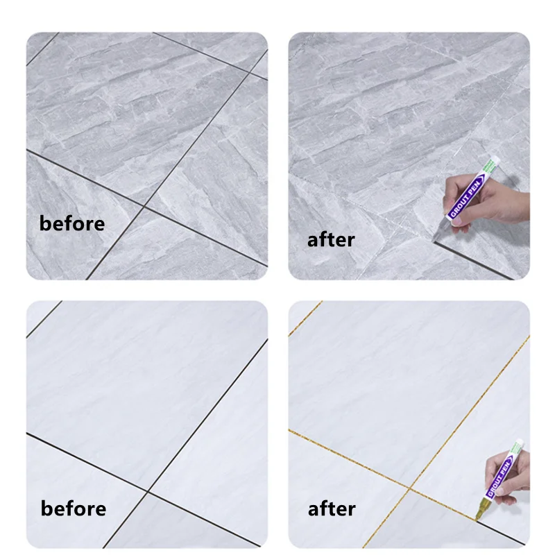 Marker Pens 8 Color White Grout Tile Pen Waterproof Wall Grout Restorer Marker Pen Bathroom Wall Floor Decontamination Seam Repair