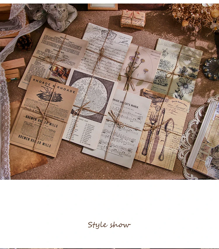 Description Picture 3 of item30 pcs/pack Vintage Large size material paper Decorative Scrapbooking Diary Album Background paper Diy junk journal supplies