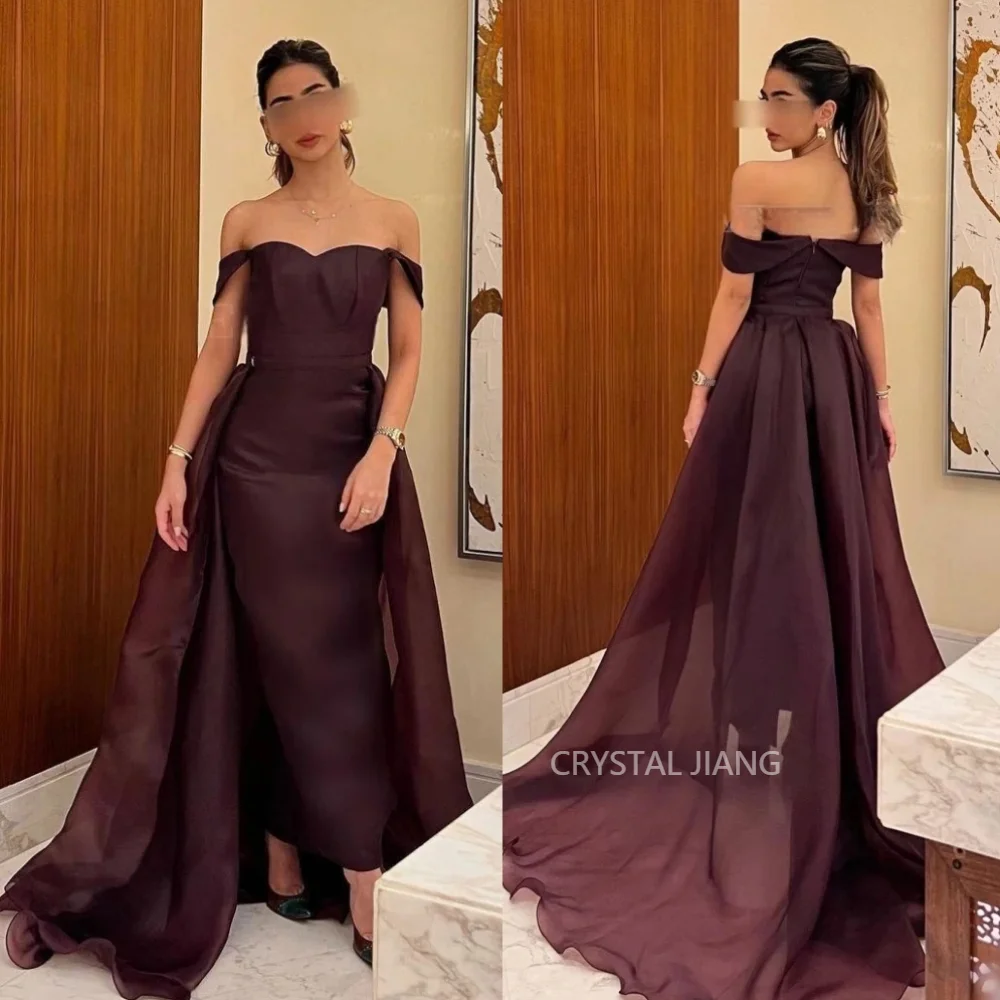 

Винтажное длинное шифоновое вечернее платье с открытыми плечами, коротким рукавом, трапециевидной формы, со шлейфом