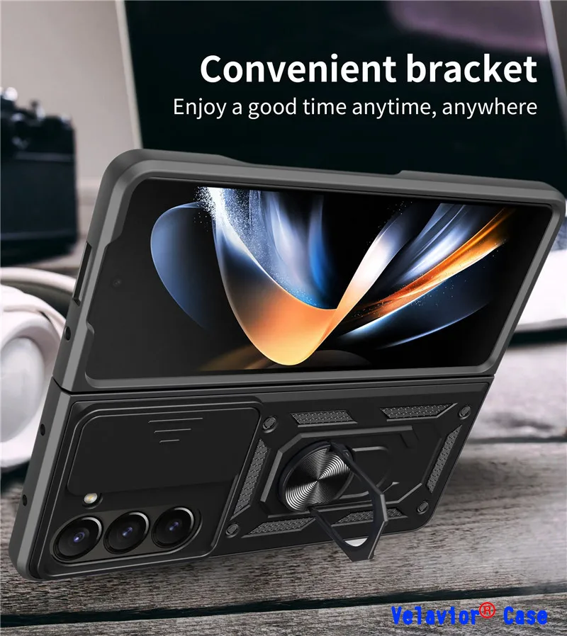 

For Samsung Galaxy Z FOLD 5 Case Push Pull Camera Protection Ring Back Cover for Galaxy Z Fold 5 Shockproof Armor Phone Cases