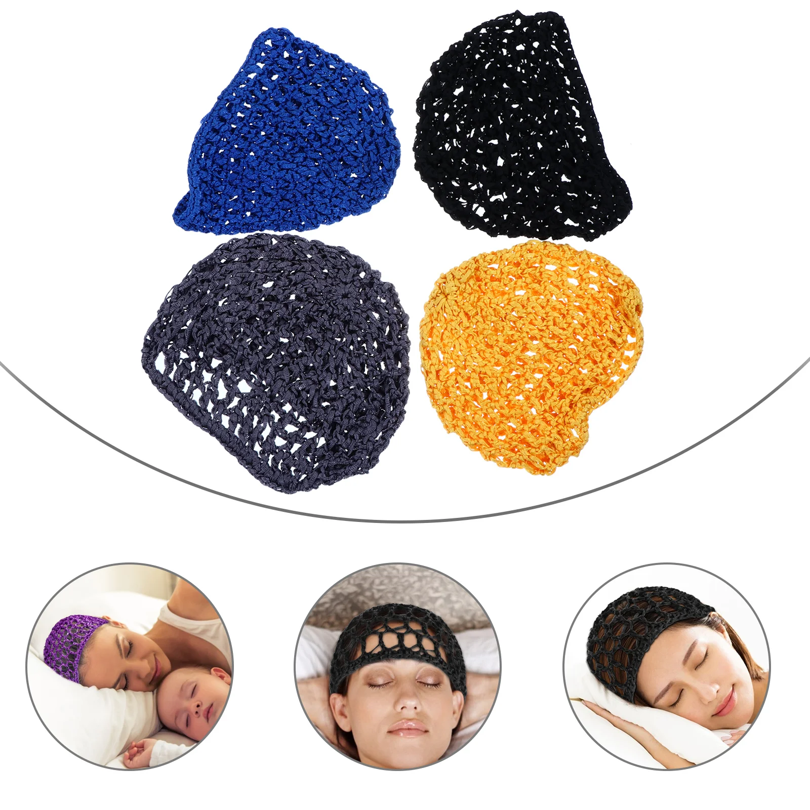 

4 PCS Scarf Mesh Hair Net Women's Barrettes Bonnet for Curly Fabric Crochet