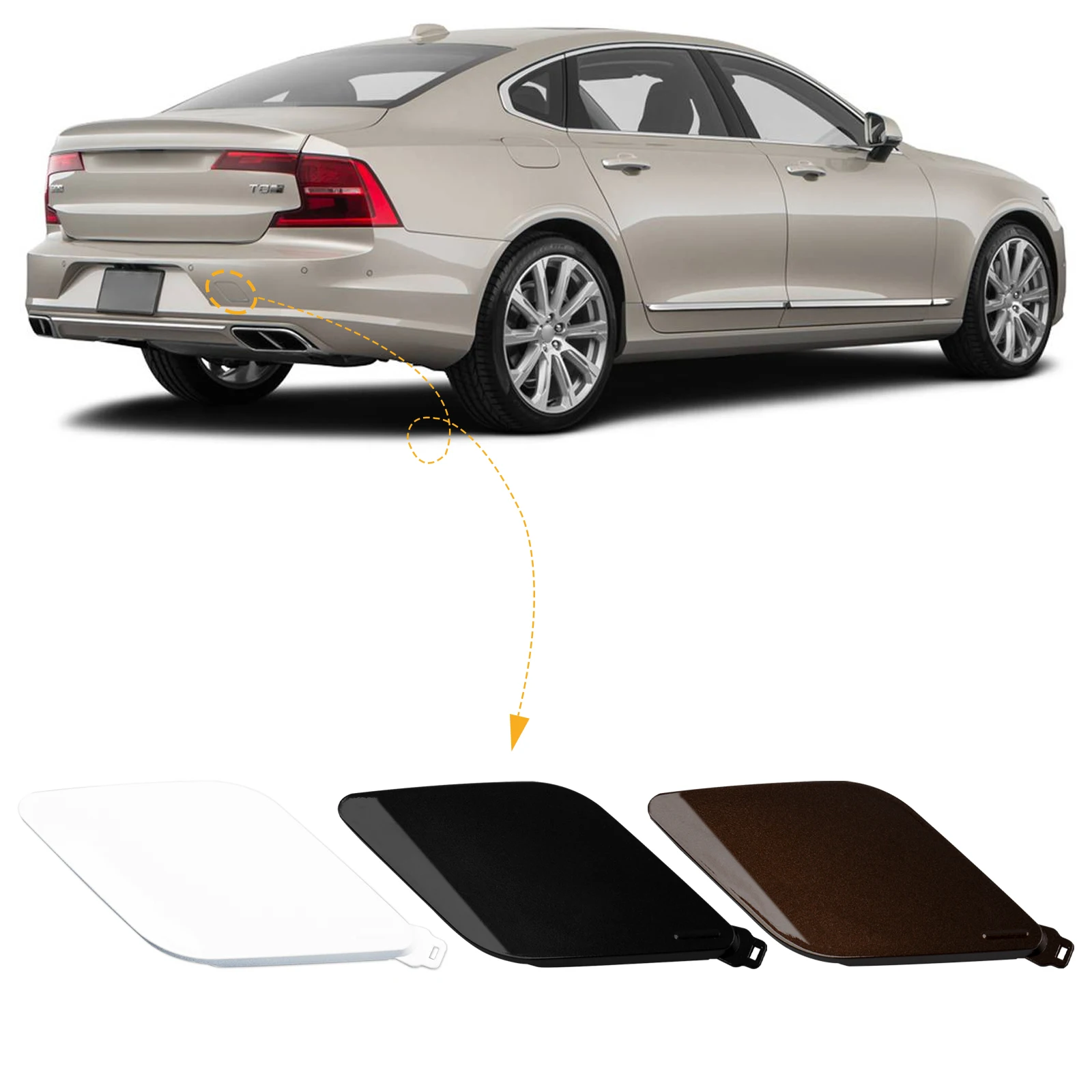 Rear Bumper Tow Hook Cap Towing Eye Cover For VOLVO S90-31383298 398400101 Right Passenger Side