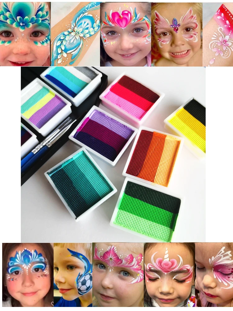 Description Picture 2 of item10g Rainbow Split Cake Face Painting Body Art Paint For Children's DIY Holiday Makeup