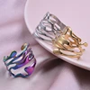 1/3Pcs Stainless Steel Punk Wide Chunky Open Rings For Women Hammered Vintage Geometric Fashion Statement Couple Anillos Jewelry 6