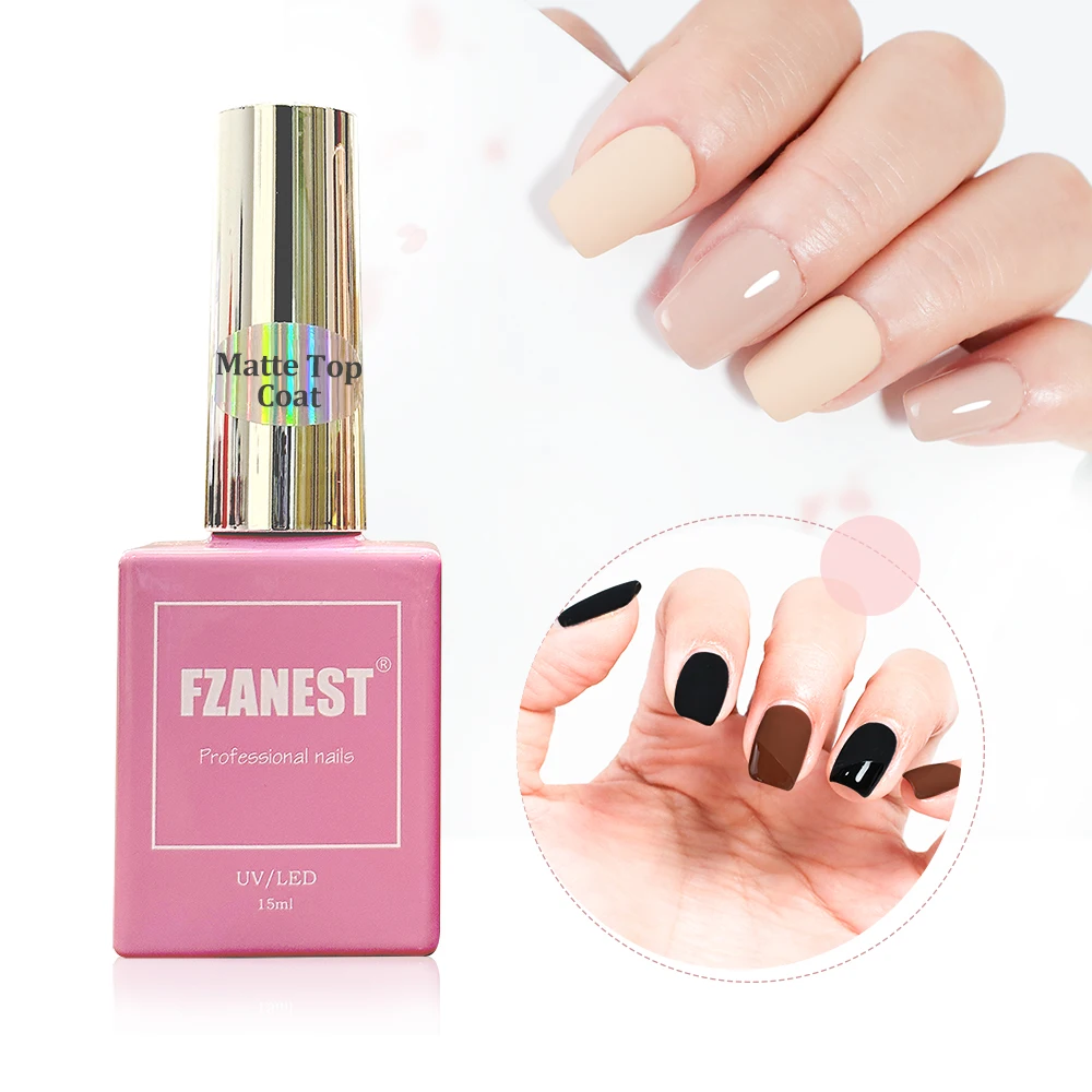 FZANEST Matte Top Coat Gel Nail UV Gel 15ml Gel Nails Polish Base and Top Lasting Over 30days Top Coat 2