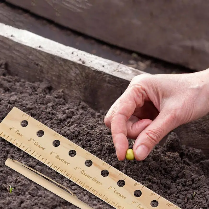 Wooden Plant Spacing Ruler Seeding Garden Template Spacer Tool With Plant Dibber Spacing Template Garden Seedling Spacer Planter