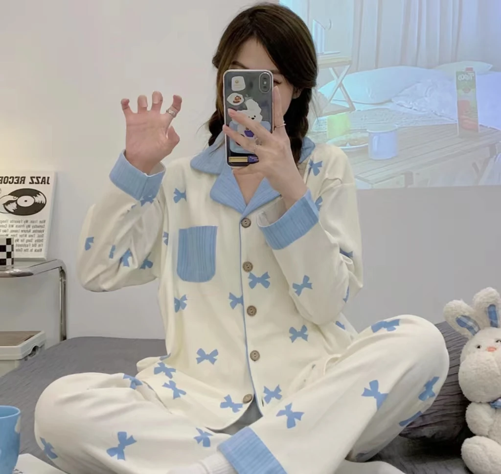 Spring And Summer Breastfeeding Clothes Maternity Pajamas Pregnancy Breastfeeding Home Wear 2 Sets cotton pajama set,breastfeeding nightgown,maternity nightgown set,summer home clothes set,pregnant women dress