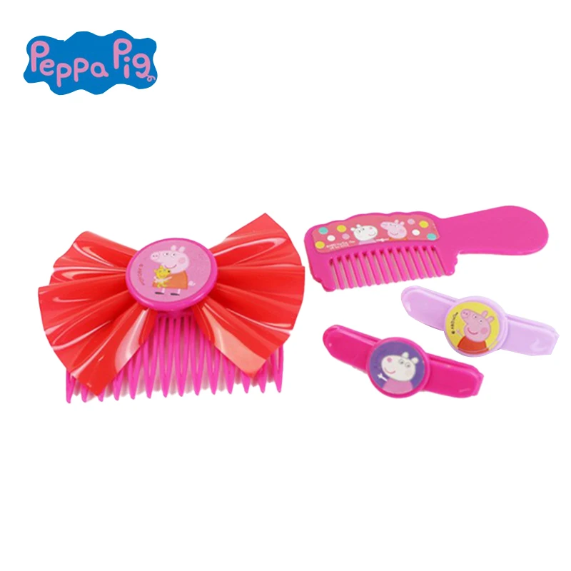 Set Peppa Pig Children's Imitation Mirror Comb Makeup Box Makeup Bag for Girls Princess Dressing Table Home Toy Birthday Gift