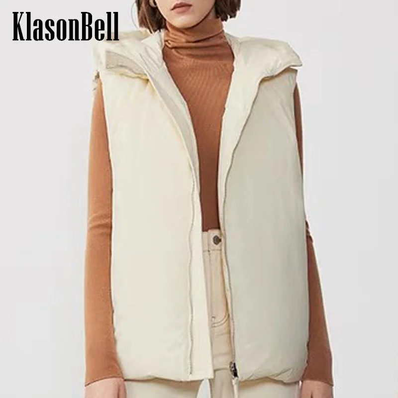 

11.16 KlasonBell Double-Sided Wear Thick Keep Warm Stand Collar Hooded Goose Down Vest Jacket Women