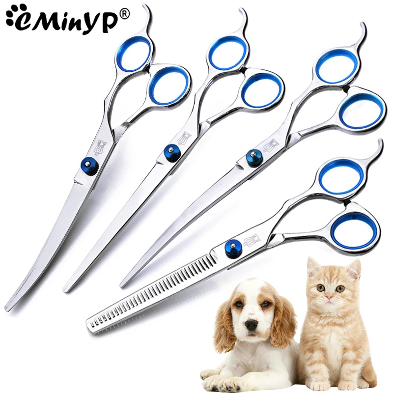 Dog Grooming Scissors Dog Grooming Scissors Kit 4Size Pet Grooming Scissor Professional Hairdressing Scissors For Dogs Sharp Thinning / Curved Scissors Dog Grooming Beauty Tool