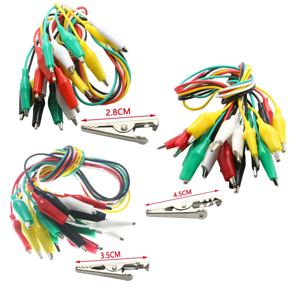 Color Alligator Clip Electric DIY Small Battery Power Cord Sheath Electric Clamp Double Head Test Clamp.28mm 35mm45mm 50cm 10PCS,alligator clips,electric test clamp,test clip,electrical clamp