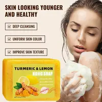 Savon au curcuma pour le visage, anti-acné, éclaircissant, éliminant les boutons, savon artisanal au gingembre, cadeau, 1/2 pièces 2