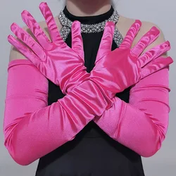 New Women Satin Gloves 70CM Lengthen Performance Clothing Accessories Mittens Wedding Evening Party Etiquette Long Gloves