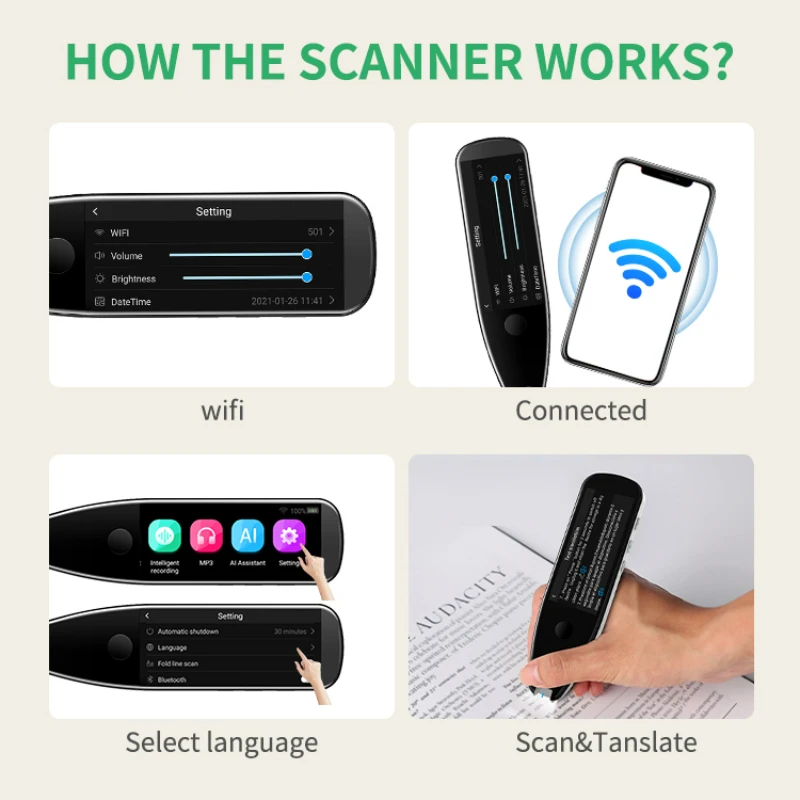 Smart 112 Language Voice Translator 3.5 Inch Screen Offline+WIFI Translation Pen Scanning Translation Pen Business Travel Abroad