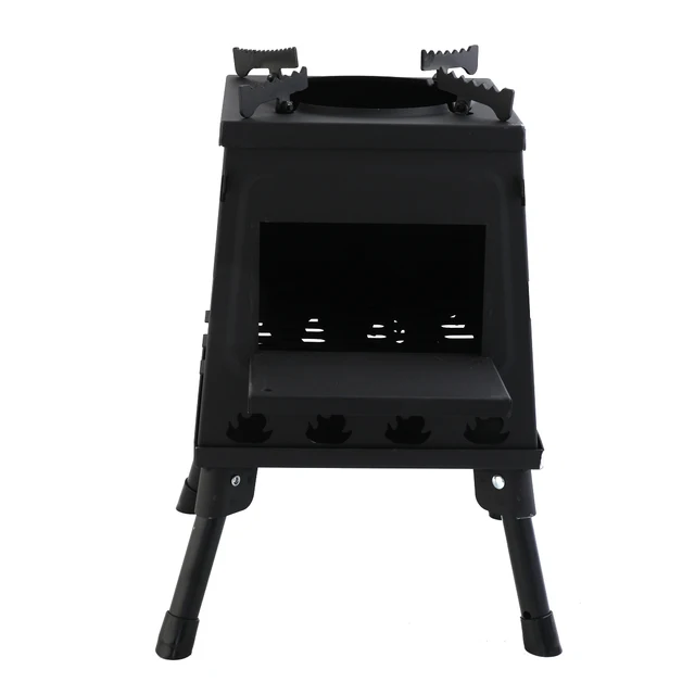 Kültéri Könnyű Kemping Fa Tűzhely Hordozható Összecsukható Piknik Leszerelhető Égő Kályha Fekete - Image 2