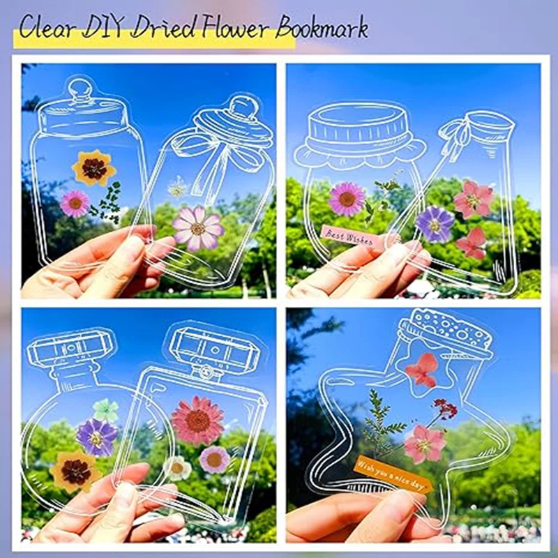 20pcs DIY Handmade Creative Bookmarks Plant Specimen Collection Cards Carolfan Transparent Dried Flower Bookmarks floral painting bookmark bookmarks stationery supplies retro flower bookmark