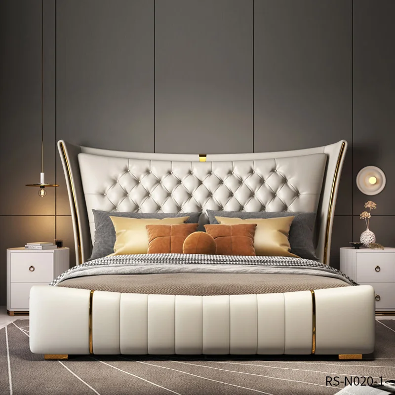 Light Luxury Leather Bed High-End Master Bedroom Wedding Bed 1.5M / 1.8M Large Modern Simple Double