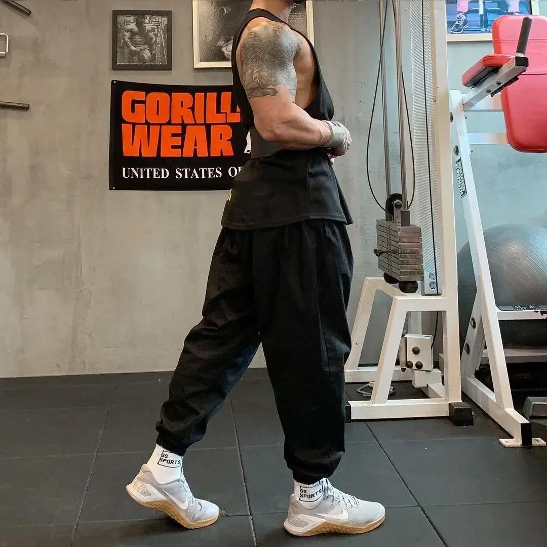 New Men's Sport Pants Loose Fit Training Trousers Thin Quick Dry Elastic Cuffed Running Autumn Long Pants Fitness Sweatpant