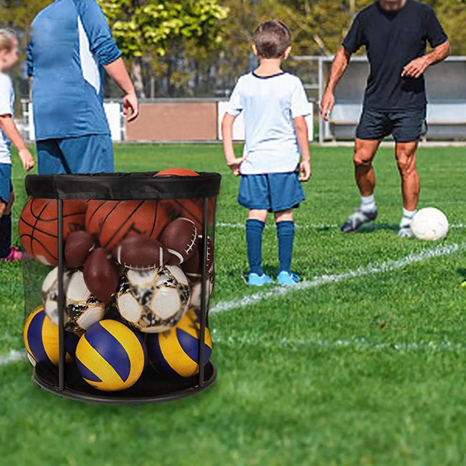 Ball Storage Soccer Ball Bag Laundry Basket Sports Bag Holder for Clothes Volleyball Football Garage Swimming Gear