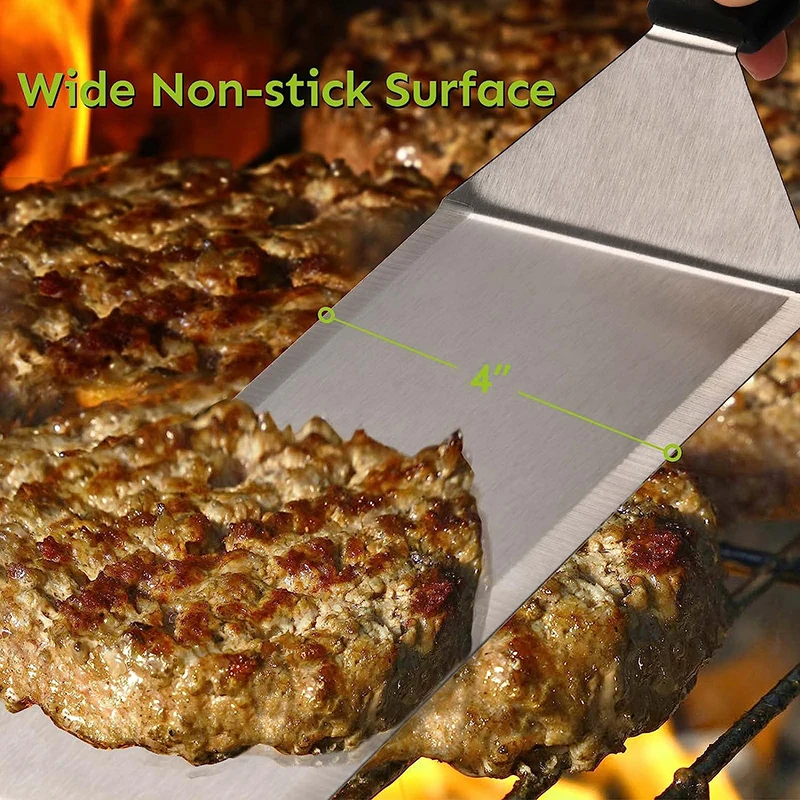 Steak Spatula Stainless Steel Long Grill Spatula with Cutting Edges Kitchen Griddle Accessories Pancake Burger Turner Scraper Tool for BBQ steak spatula