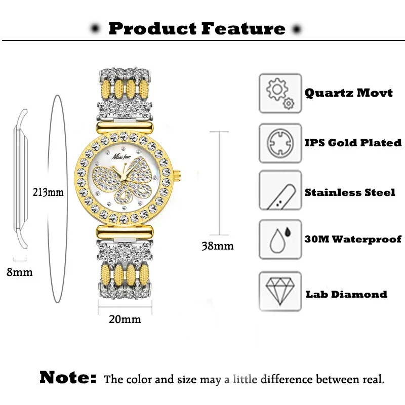 Ladies Designer Watch for Women Luxury Brand Butterfly W/ Diamonds Elegant Womens Quartz Watches Steel Bracelet Montre Femme new