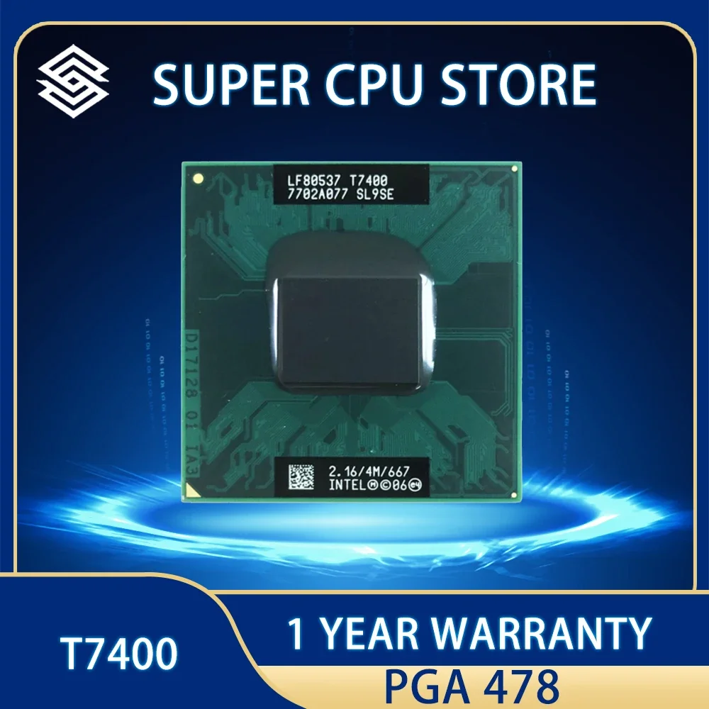 Originale Intel Cpu Laptop Core 2 Duo T7400 Cpu 4M Socket 479 Cache/2.16Ghz/667/Processore Portatile Dual-Core Pga478